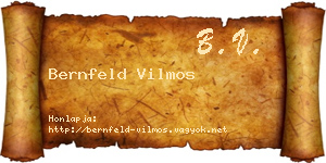 Bernfeld Vilmos névjegykártya